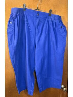 Liz & Me Blue Casual Button Pocket Pants with Elastic Waistband